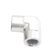 Aeroflow 90 Degree NPT Female Adapter 1/2" Silver Finish Hose Fitting
