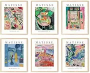 [ZIENVE] Matisse Abstract Wall Art Decor Set of 6, Unframed Wall Art Prints, Quality Canvas Aesthetic Vintage Posters for Bathroom, Living Room, Bedroom Decoration, 20 x 25cm Unframed
