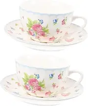 Ciieeo 1Set Graceful Bone China Coffee and Tea Cup Set Cups with Saucers Elegant Floral Design for Office and Festive Occasions and Chic Drinking Experience
