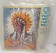 Columbia Minerva 2480 plains Indian Needlepoint Picture Kit native Ameri 1976