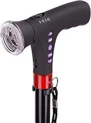 Walking Stick - Folding Cane | Walking Stick Light Alarm and Lights | Hiking Adjustable Light Weight Stick Cane for Men and Women with Alarm Led Light Radio and Cushionable Handle Suitable for Disab