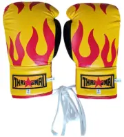 Fire Flame Pattern Design Kick Boxing Gloves Muaythai Protective Gear Leather