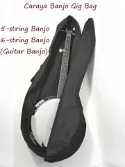 Caraya Gig Bag for 4-String Banjo,5-String Banjo,6-String Guitar Banjo. Black
