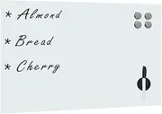 vidaXL Wall Mounted Magnetic Glass Dry-Erase Whiteboard 60x40cm - Chalkboard, Tempered Glass with Markers and Magnets, 4 mm Thick, Home/Office Use - White