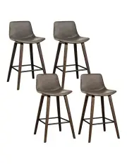 [Artiss] Vintage Leather Wooden Bar Stools x4 in Brown