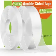 Double Sided Tape, Nano Mounting Tape Heavy Duty (2 Sizes, Total 400 INCHES), Cl