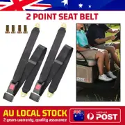 2pc Black 2 Point Seat Belt Lap Safety Seatbelt Set For Bus Truck Car Adjustable