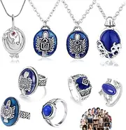 [Zaky] Vampire Jewelry Set Daylight Walking Katherine Necklaces Signet Stefan Damon Klaus Ring Elena Gilbert Locket Pendant Cosplay for Fans Movie Stickers 39 pcs, Metal, No Gemstone