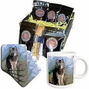3dRose cgb_3938_1 Wolf-Coffee Gift Basket, Multicolor