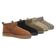 AUSTRALIAN SHEPHERD® UGG Boots Sheepskin Wool Mini Ankle Julia - Dark Brown / AU Ladies 6 / AU Men 4 / EU 37