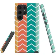 For Samsung Galaxy S22 Ultra Case, Armour Cover, Colourful Zigzag