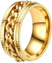 [Generic] Stainless Steel Spinner Rings for Anxiety Rings for Men Fidget Band Rings Relieving Anxiety Rings