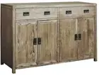 ROBYN RUSTIC SOLID OAK TIMBER SIDEBOARD BUFFET NATURAL 4-DOOR 2-DRAWER 180 CM