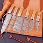 CUSTOM HANDMADE DAMASCUS STEEL CHEF KNIFE SET KITCHEN WOOD HANDLE WITH ROLL BAG
