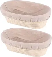Cabilock 2Sets Rattan Proofing Basket Oval Fermentation Baskets with Removable Fabric Liners for Bread Baking Natural Material for Home Bakers