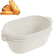 3 Pcs Silicone Bread Proofing Basket Set Silicone Sourdough Bread Bowl Easy to Clean and Storage Sourdough Starter Kit Oval Sourdough Baskets Proofing Basket for Bread Baking (Gray)