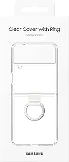[Samsung] Galaxy Z Flip4 Clear Cover with Ring, Protective Phone Case with Finger Loop, Handheld Design, US Version, Transparent