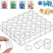 Embroidery Diamond Storage Box, 30PCS Small Clear Plastic Bead Containers with Lid for Jewelry Painting DIY Art Craft Rhinestones Sewing Cosmetic Nail Glitter Powder