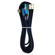 Type-C Double Elbow Cotton Linen Blue Charging Cable
