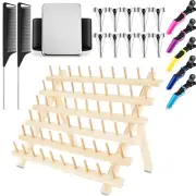 19 Pieces Braiding Stand with Hair Parting Rings, Sectioning Clips, Combs, and M