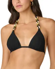 Shoshanna Chain Ribbed Triangle Bikini Tip