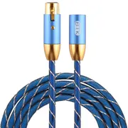 XLR Male to Female Gold-plated Plug Grid Nylon Braided Cannon Audio Cable for XLR Jack Devices, Length: 2m(Blue)