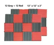 24pc Wedge Premium Acoustic Sound Proofing Studio Foam Wall Tiles 12x12x2