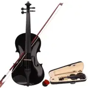 4/4 Basswood Acoustic Violin Fiddle Case Bow Rosin Black For Student USA