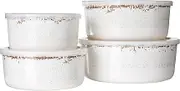 Laurie Gates by Gibson Mauna Melamine 8 Piece Nesting Food Storage Set W/PP Lid- 54OZ, 40OZ, 27OZ, 19OZ – Ice White (135400.08)