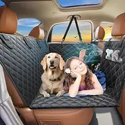 Back Seat Extender for Dogs, Dog Car Seat Cover Hard Bottom, Dog Hammock Bed Detachable, Waterproof Scratch Proof Nonslip Backseat Covers, Dog Car Camping Mattress for Car SUV Truck - Black