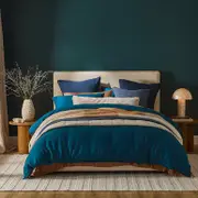 Washed Linen Look Petrol Blue Quilt Cover Set [ESSBWLL19AN]