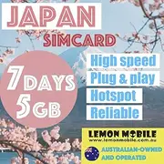 Lemon Mobile Japan Travel SIM Card 7 Days 5GB High-Speed Data | Hotspot Supported | Plug and Play SIM for Short-Term Visitors