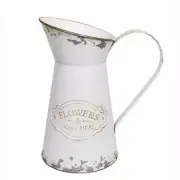 Rustic Shabby Chic Vase Small Metal Vase Vintage Milk Jug Mini White-small-a