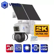 Solar Security Camera 4G Dual 2K Recording 24/7 Construction Site Outdoor 64GB