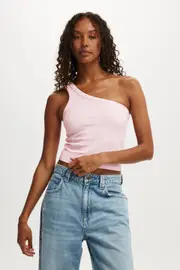[Cotton On Women] Cotton On Women - Amelia One Shoulder Tank - Babydoll stud L BABYDOLL STUD