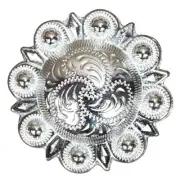 00HS Set Of 16 Western Screw Back Concho Nickle Finish Saddle Bling Cowgirl