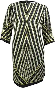[Calvin Klein] Women's Plus-Size 3/4 Sleeve Printed Shift Dress