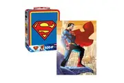 500pc Aquarius Superman Collectable Latched Tin Fun Box with Puzzle 14x19in