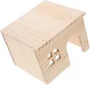 FIXOSHEE Wood Hamster House with Ladder Multi Chamber Hideout and Feeding Platform for Small Animals Natural Wood Design for Hamsters Rats and Gerbils Easy Assembly and Maintenance