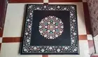 18" antique black marble Table Top Inlay Pietra Dura coffee side corner decor k3