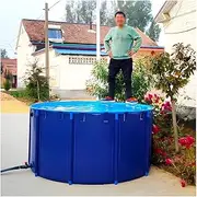 Zfmnoyev Canvas Fish Pond Pool, Round Thickening Fish Pond Pool, Large Collapsible PVC Fish Pond, Pool Above Ground with Framed, for Koi Culture Agricultural Irrigation(1.2x0.6m)