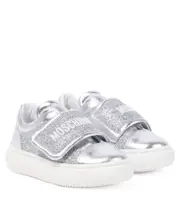 [Moschino Kids] Moschino Kids Logo leather sneakers UK 2 silver