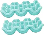 GRADENEVE 2pcs Ceramic Egg Tray Holder Elegant Egg Dispenser Slots for Countertop Display Refrigerator Storage Microwave Freezer Safe
