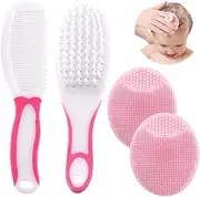 4 Pieces Baby Hair Brush, Baby Hair Comb, Newborn Silicone Face Brush Set, Soft Bristle Baby Brush