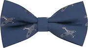 [King & Priory] Navy Blue Embroidered Hurricane Fighter Plane Bow Tie, Blue, One Size