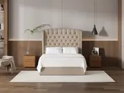 My Style Winged Headboard & Slimline Base - Double / Natural / Gas Lift Base