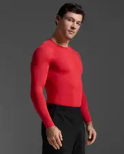 Core Compression Long Sleeve, 2XU, M, Red/No Logo, Male