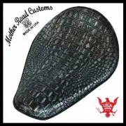 Harley Sportster Honda Spring Solo Seat Black Silver Alligator Chopper Bobber