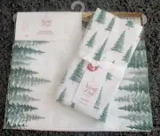 North Pole Trading Co. JCP Christmas Green Trees Table Runner & Napkins $90 NIP