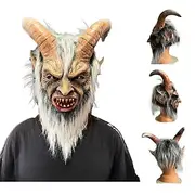 Halloween Mask Fallen Angel Satan Demon Lucifer Mask For Adults Realistic Scary Costumes Latex Face Mask, Dark Devil Horror Mask, Haunted Party Prop